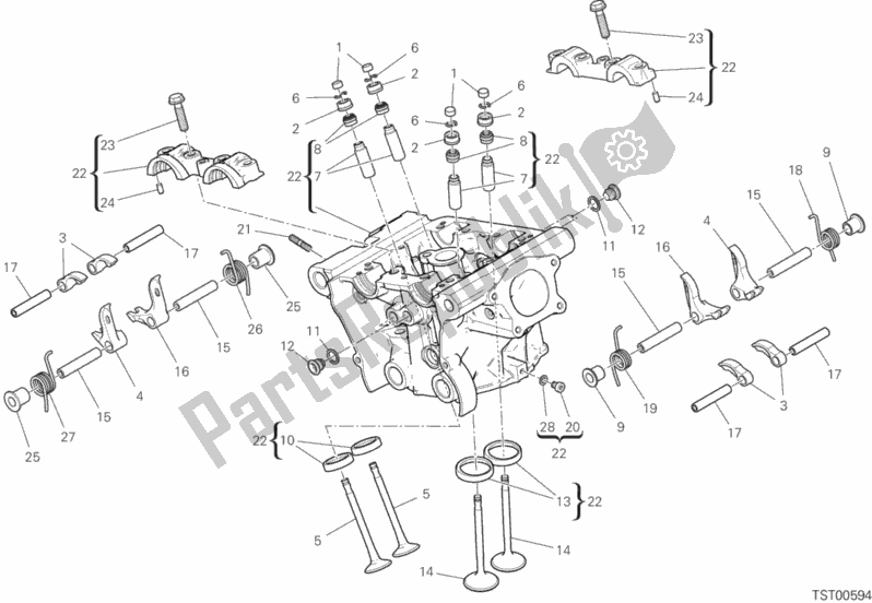 Todas as partes de Cabeça Vertical do Ducati Monster 821 Stealth USA 2019